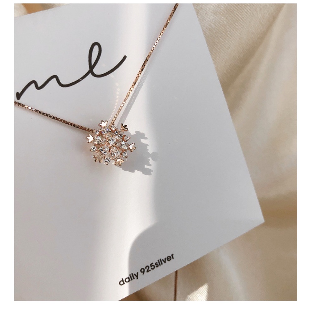 Dây chuyền MANYUE mạ bạc 925 mặt hoa tuyết đính đá sang trọng