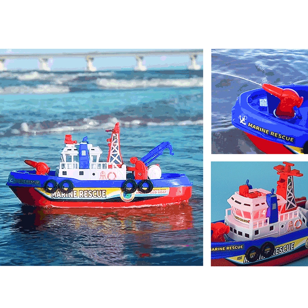 TOY WATER GUN BOAT BABY KIDS BATHING TOYS WITH LIGHT MARINE RESCUE SHIP FIRE ENGINE BOAT