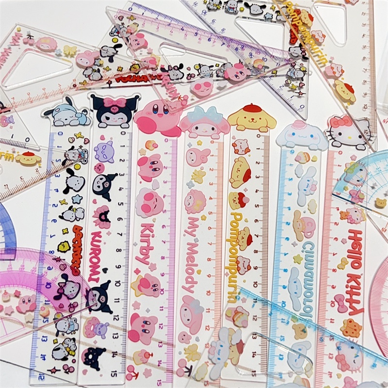 Sanrio melody kuromi cinnamoroll dễ thương thước 15cm hellokitty acrylic thước trong suốt quà tặng văn phòng phẩm cho học sinh