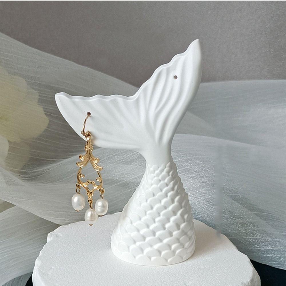 Giá trưng bày đồ trang sức đuôi cá HEALMEYOU, giá đỡ bông tai bằng thạch cao trắng, giá đỡ chuyên dụng trong cửa hàng tinh tế trang trí nhà theo phong cách hàn quốc