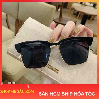 Kính Mât Thời Trang Nữa Gọng Vàng Kim Loại Huyền Thoại