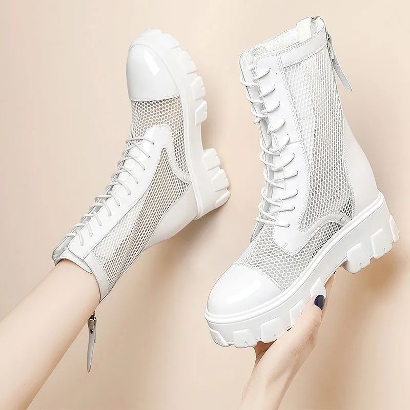 Giày Bốt Martin Đế Dày Phối Lưới Thoáng Khí Thời Trang Mùa Hè