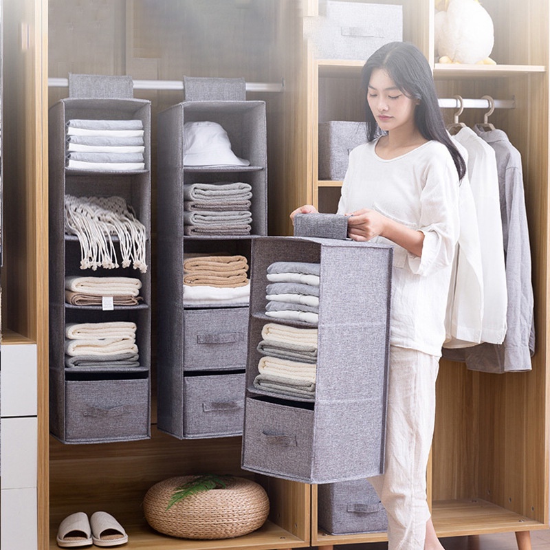 HAOYANGQI Túi Treo Tủ Quần Áo Bằng Vải Lanh cotton Nhiều Tầng Đa Năng
