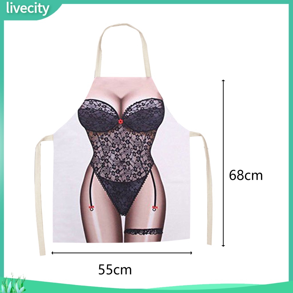 Tạp dề nấu ăn không tay che phủ lớn lanh sexy bikini in đầu bếp yếm dài đồ dùng gia đình