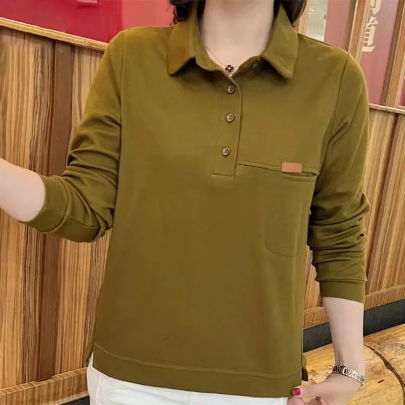 Áo Thun polo Tay Dài Thời Trang Cho Phụ Nữ Trung Niên