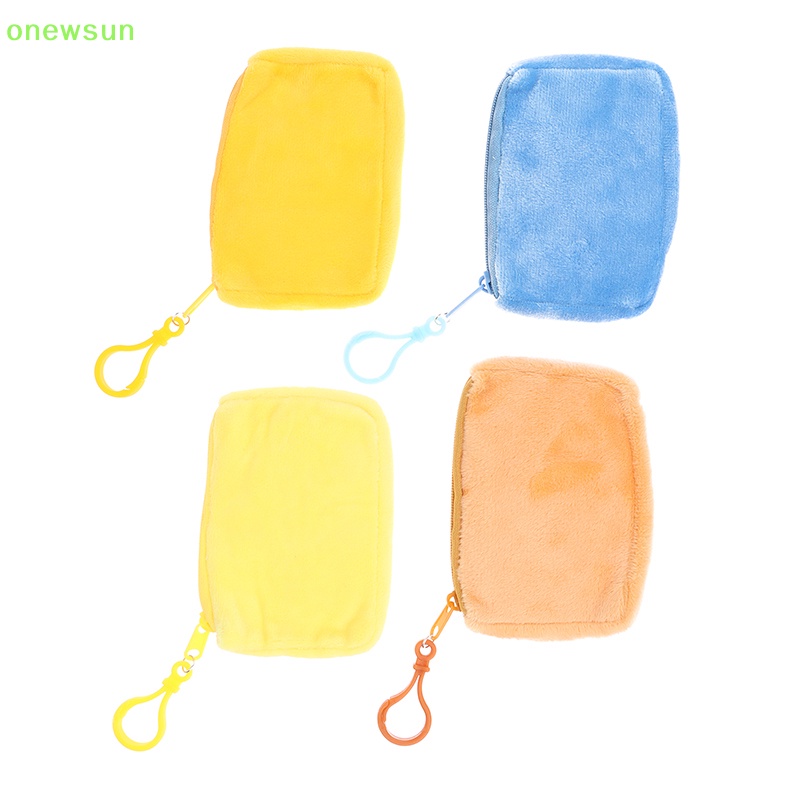 Onewsun màu kẹo dễ thương sang trọng ví tiền xu phụ nữ tối giản hình vuông thay đổi túi ví đựng tai nghe túi đựng chìa khóa mới