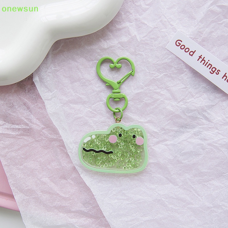 Onewsun phim hoạt hình sáng tạo động vật dễ thương acrylic keychain quicksand mặt dây chuyền chìa khóa thời trang kawaii phụ kiện chìa khóa xe hơi túi ch trang trí mới