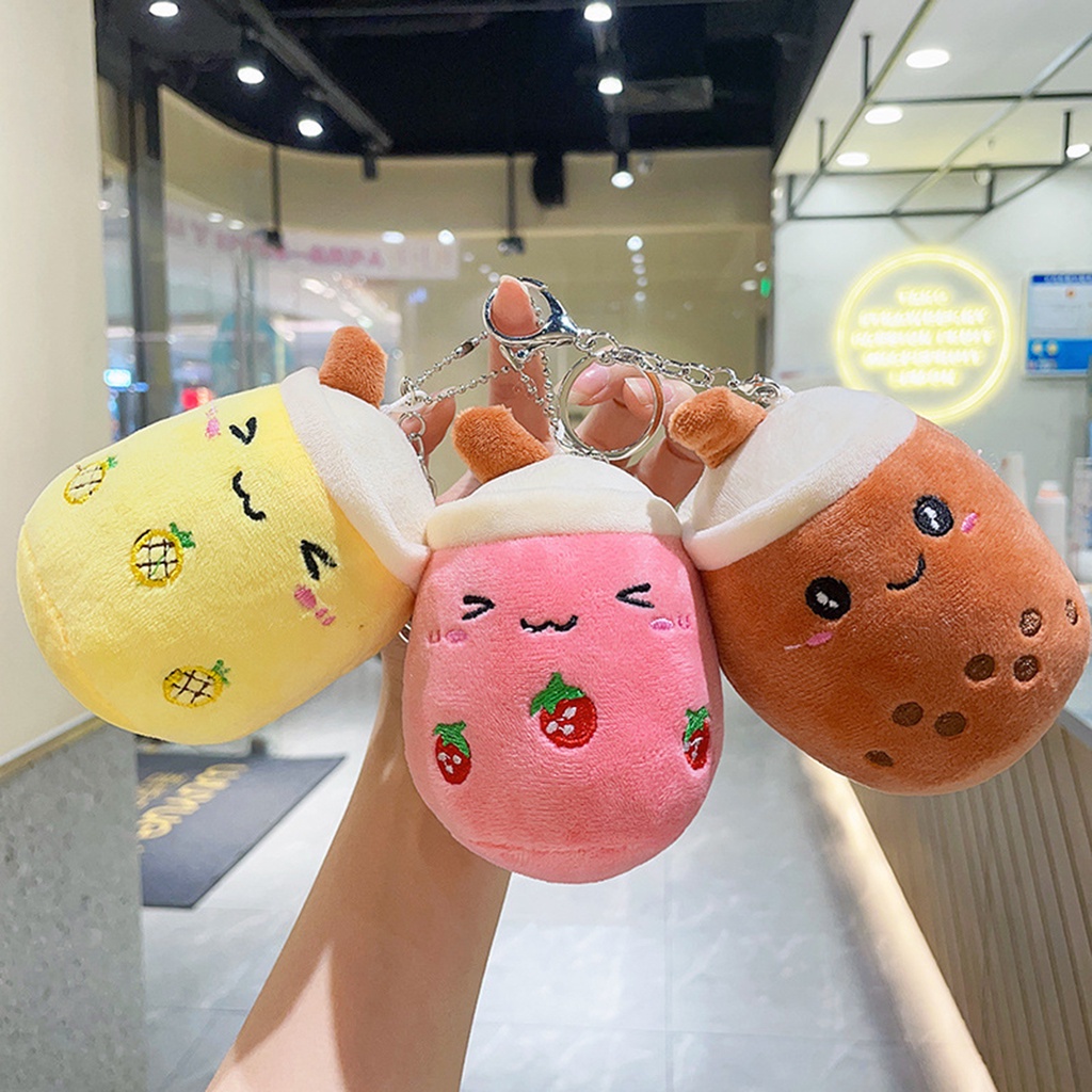 Móc Khóa Hình Bình Trà Sữa Nhồi Bông 11cm Dễ Thương