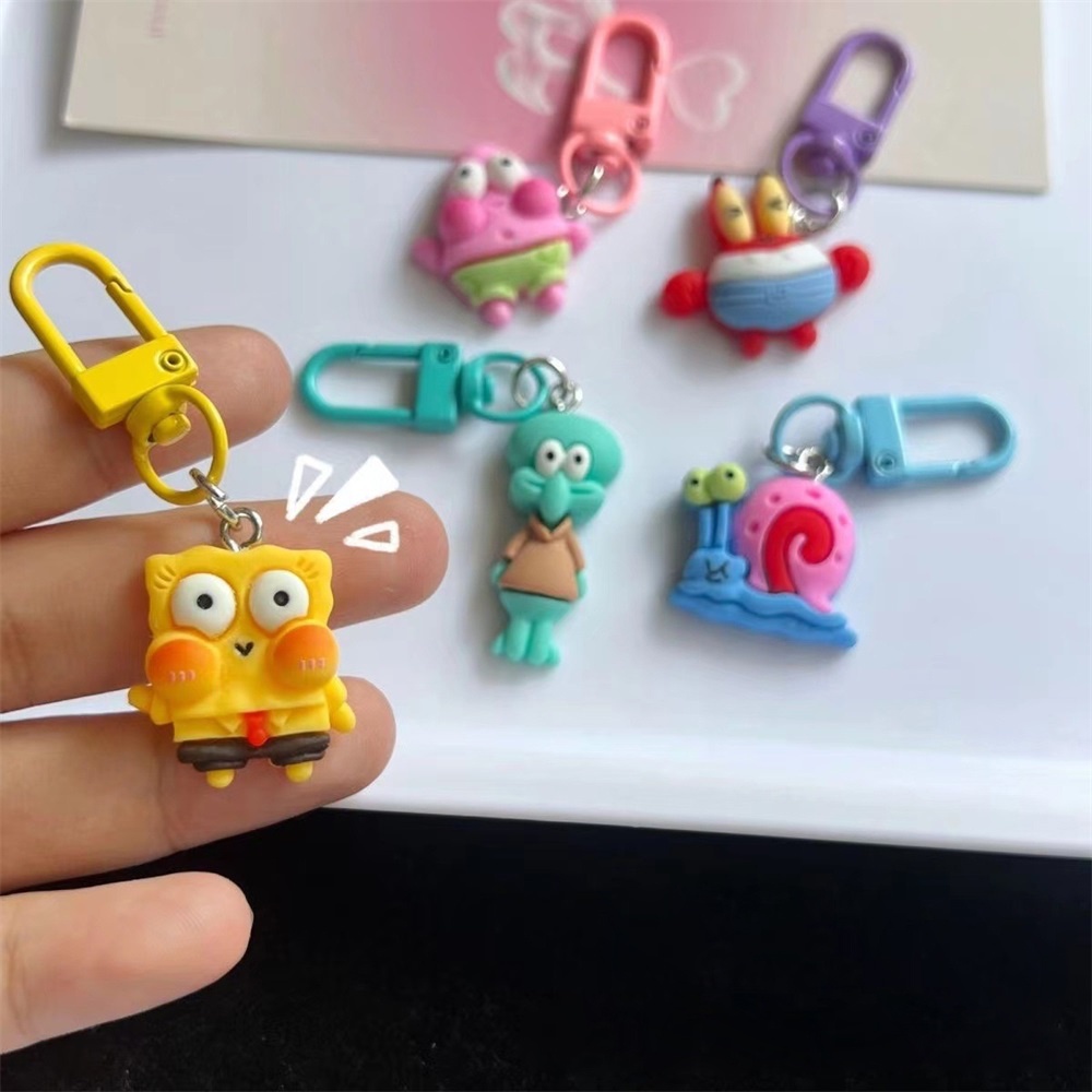 Cartoon glow-in-the-dark spongebob keychain dễ thương pie big star bag treo pendents phụ kiện quà tặng sinh nhật cho bạn bè