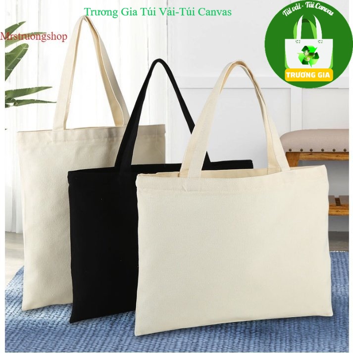 Túi vải trơn kích thước có sẵn cotton quai xách có thể in logo doanh nghiêp Trương Gia Túi Vải - Túi Canvas