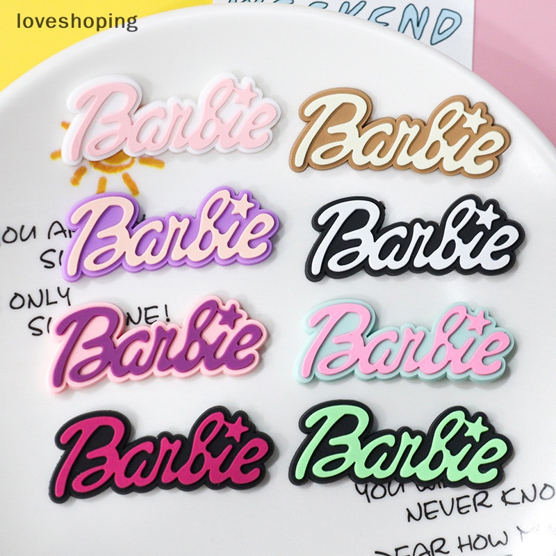5 cái barbie thư tiếng anh pvc điện thoại di động vỏ hộp túi tủ lạnh trang trí phụ kiện lỗ khóa giày 4,5 cm cô gái diy toy boutique