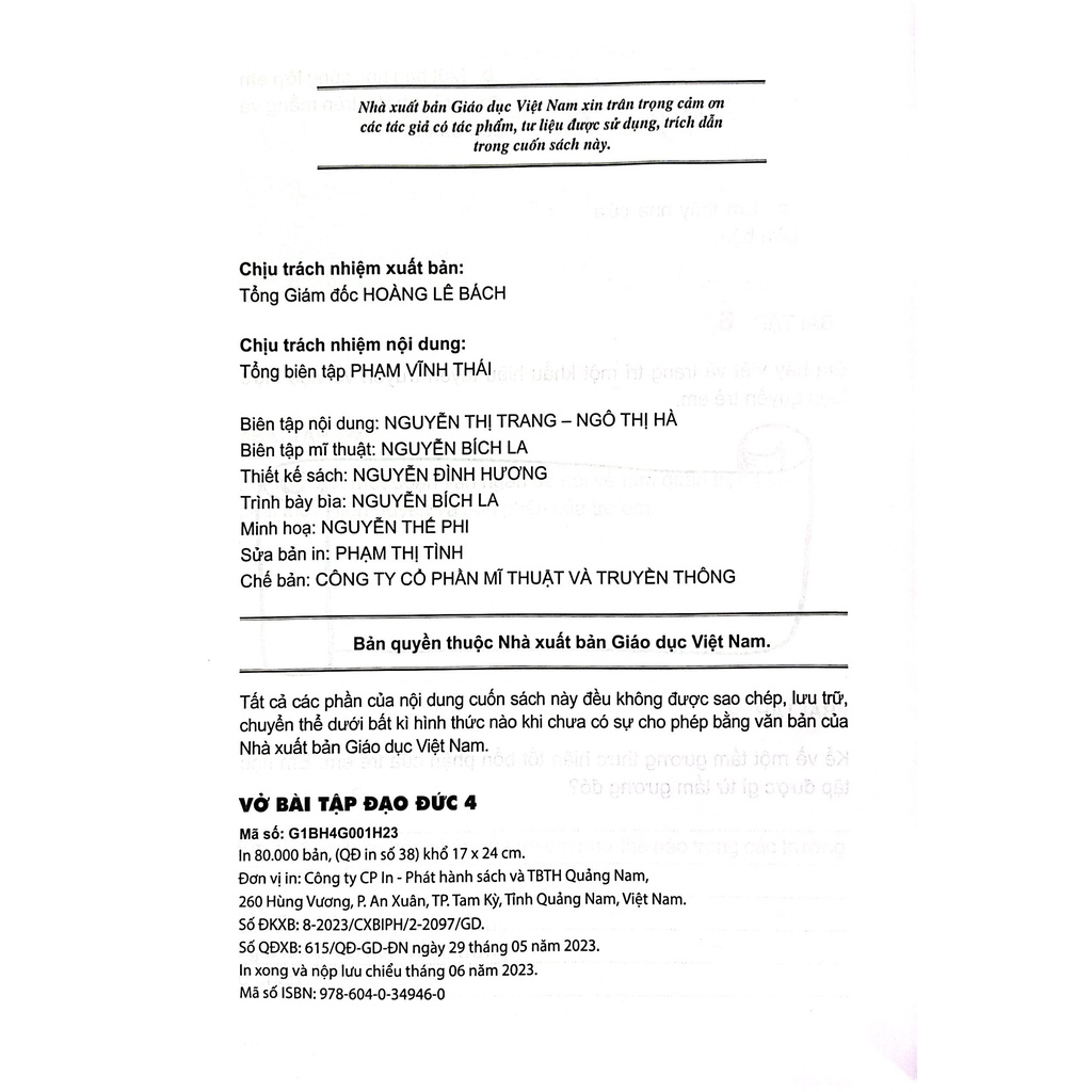 Sách Vở Bài Tập Đạo Đức 4