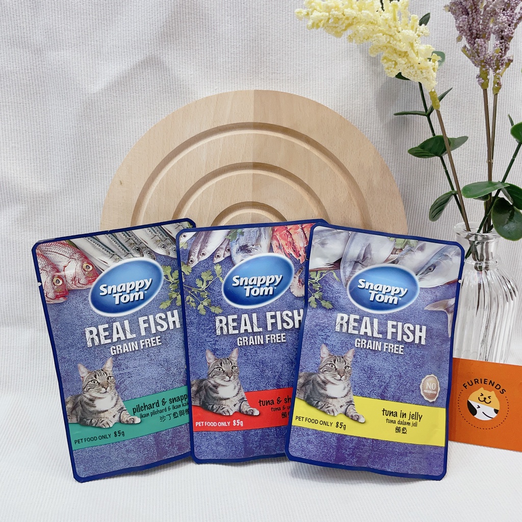 Pate Snappy Tom Gói 85g Real Fish & Real Meat , mèo ăn ngon miệng và tăng cân - Furiends Official Store