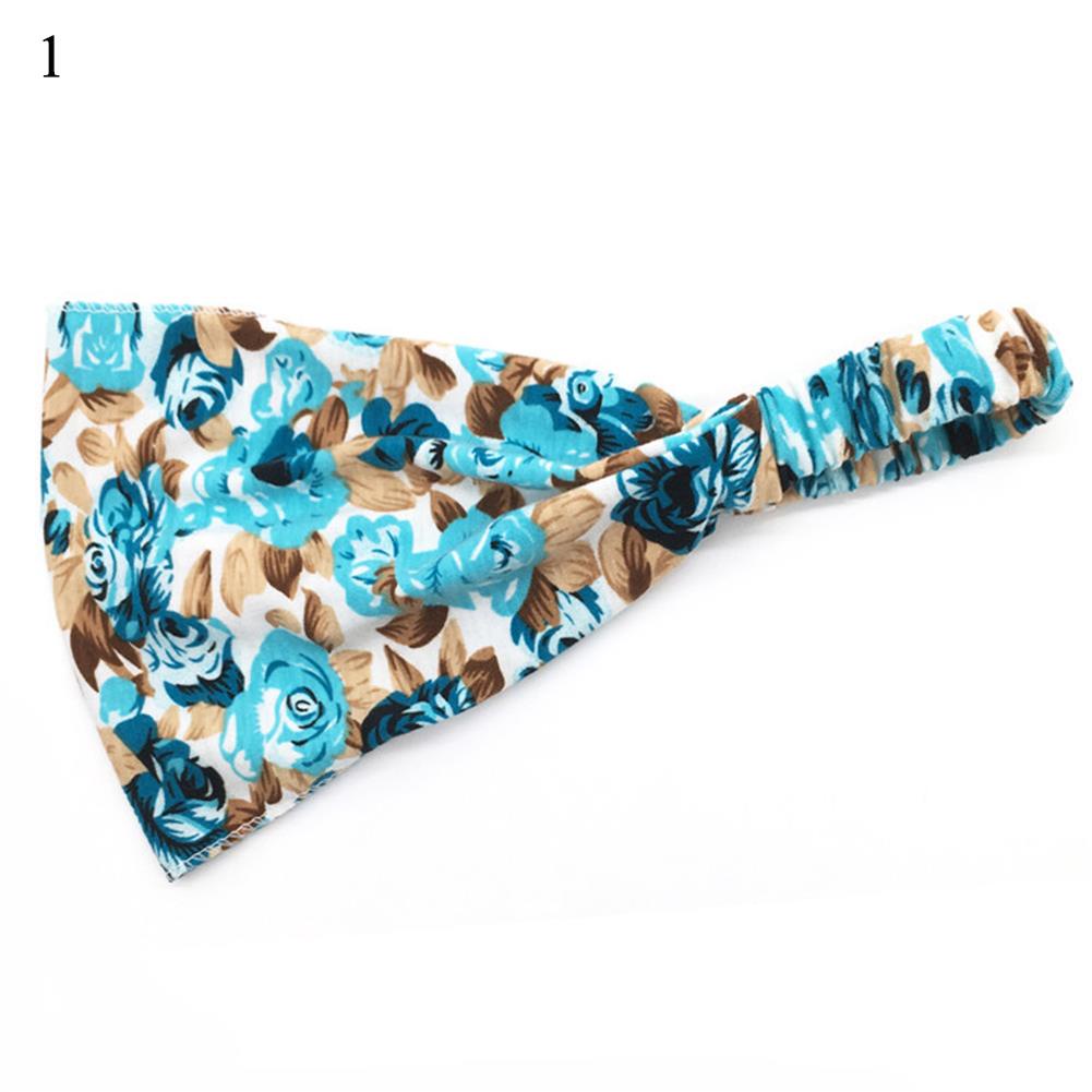 Boho floral in tóc ruy băng đàn hồi dây buộc tóc rộng cotton căng thể thao băng đô yoga