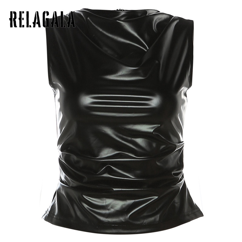 Áo ống ôm Relagala không tay cổ tròn màu trơn thời trang đường phố