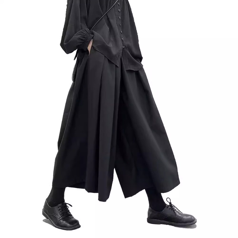 Yohji yamamoto dark style loose wide-leg pants phụ nữ đàn ông mùa xuân hè unisex thiết kế quần âu cặp đôi culottes hợp thời trang