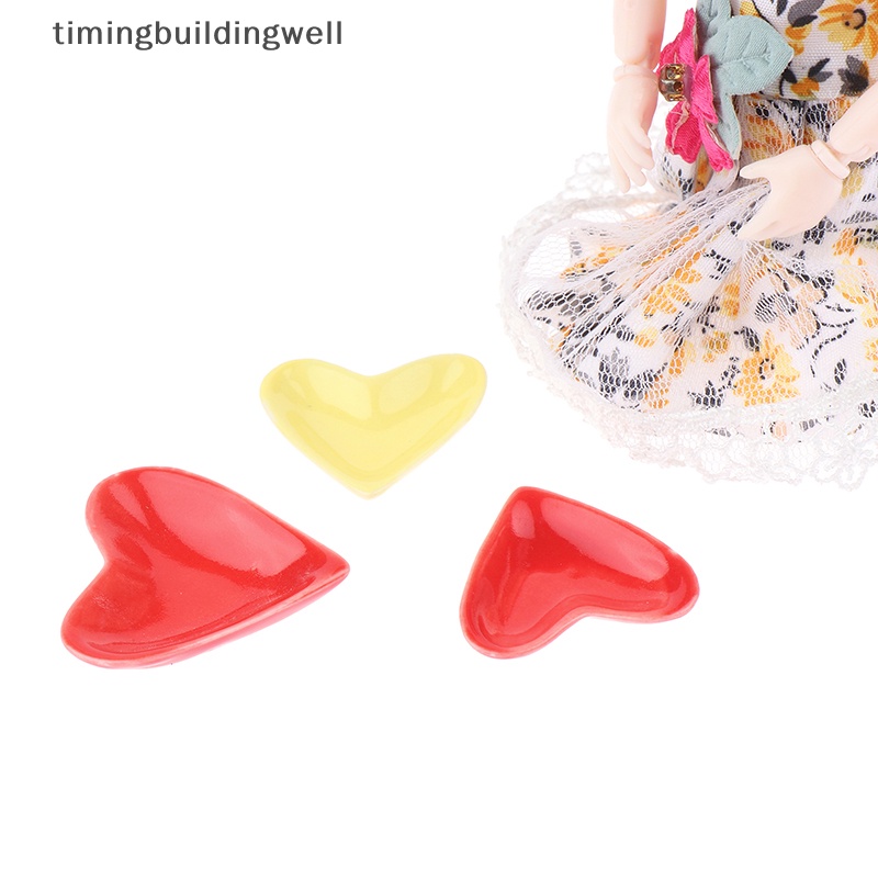 Twvn 4 cái / bộ doll house mini kitchen cutlery ceramic heart-shaped plate tableware set qdd