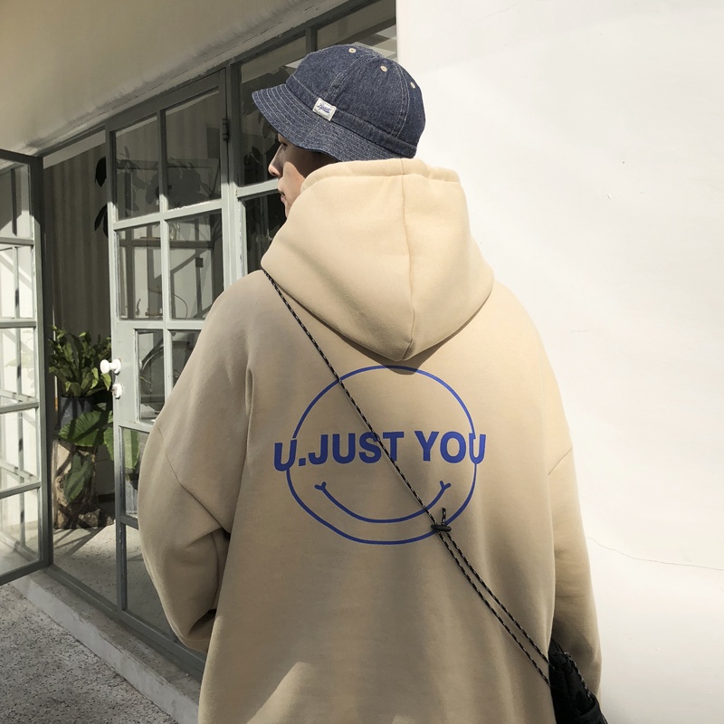 Áo Hoodie in hình mặt cười Just you cho nam và nữ style Hàn Quốc