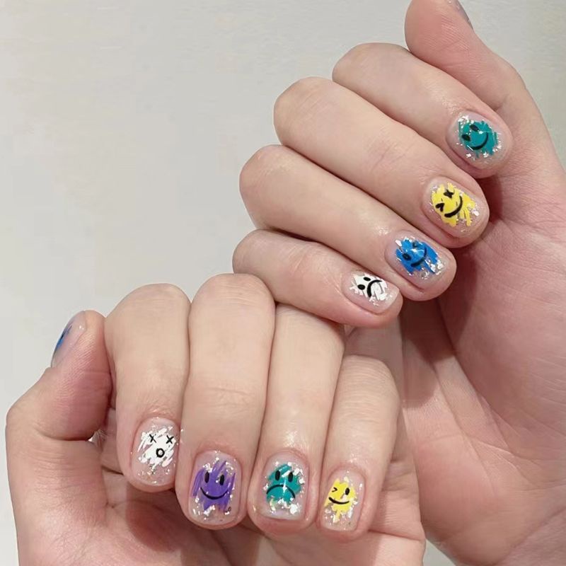 Miếng dán móng tay STZPRONAIL thiết kế graffiti hoạt hình xinh xắn đơn giản