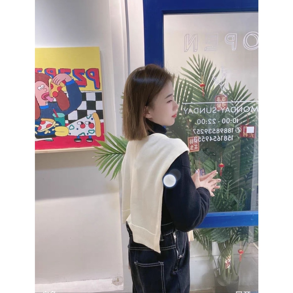 Khăn choàng dệt kim với vai phụ nữ trang trí bên ngoài cổ áo giả bảo vệ cổ mùa xuân khăn choàng ghi lê