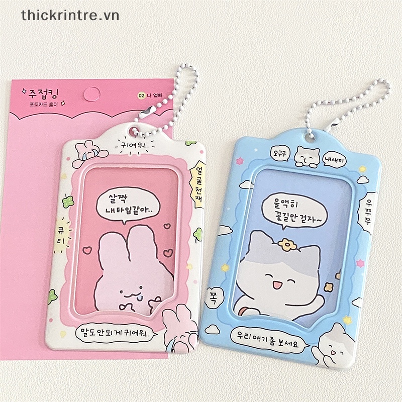Thi fashion korea 3 inch photocard holder kpop card keychain mặt dây chuyền thần tượng chủ thẻ xe buýt ngân hàng id thẻ bìa đồ dùng học sinh vn