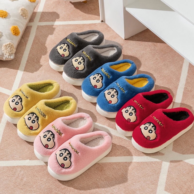 Sy2 crayon shin-chan những người yêu thích ấm áp dễ thương phim hoạt hình sang trọng dép mềm trong nhà chống trượt sàn phòng ngủ giày mùa đông ys2