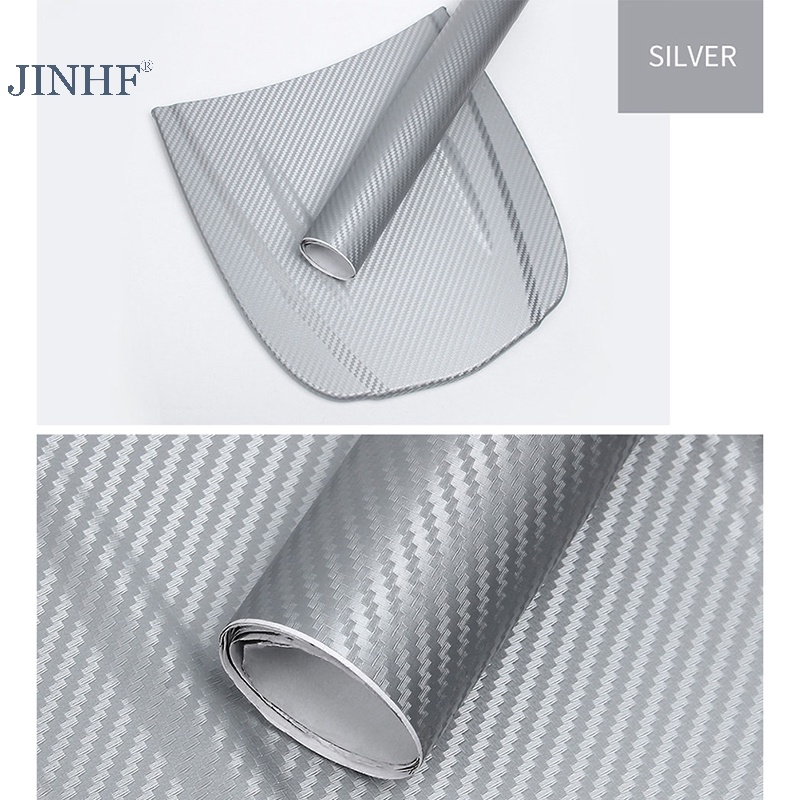 Jinhf 3d sợi carbon vinyl tấm bọc xe hơi cuộn phim dán decal 127x30cm hot