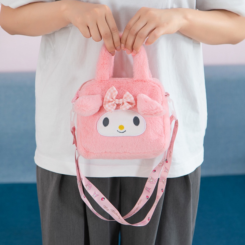 Túi nữ sanrio kulomi / cincin dog / my melody / pudin dog / spongebob squarepants / strawberry bear plush bag toy girl messenger bag gift for friends