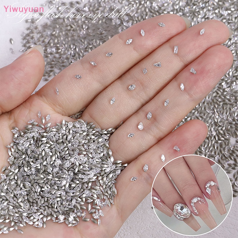 < Yuiwuyuan > Mới Đá zircon mini Đính Móng Tay Kim Cương Trang Sức Mới