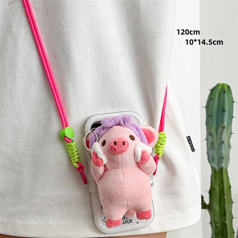 Ere1 dễ thương bông rửa mặt gấu lợn phim hoạt hình điện thoại di động kẹp lưng