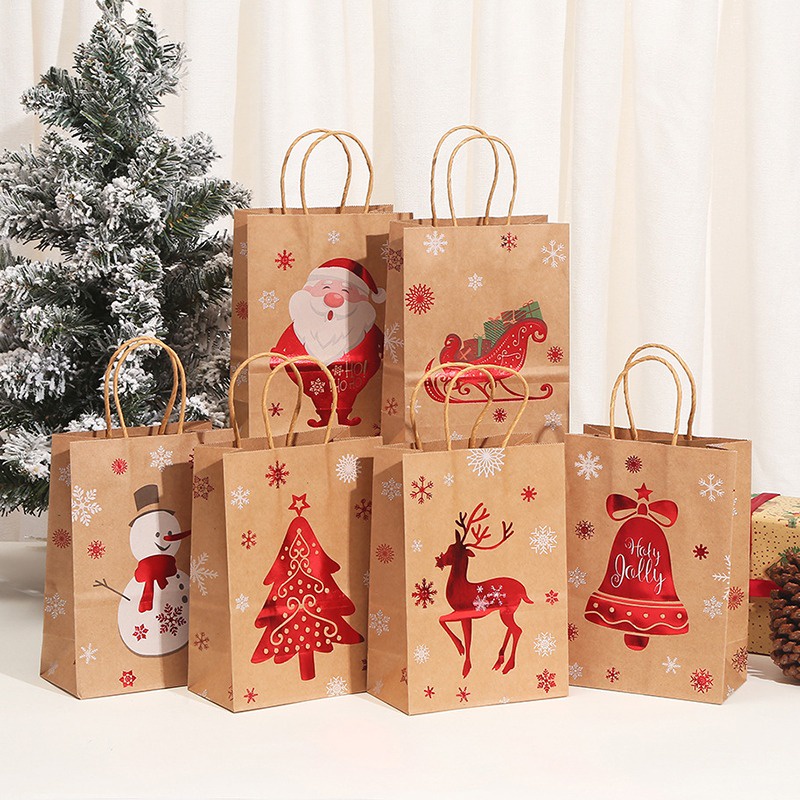 / Túi Giấy kraft Gói Quà / Gói Quà Giáng Sinh Họa Tiết Ông Già Noel Hoạt Hình