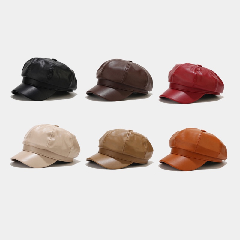 Nón Beret Da Trơn Màu Thời Trang Retro Hàn Quốc Dành Cho Nữ