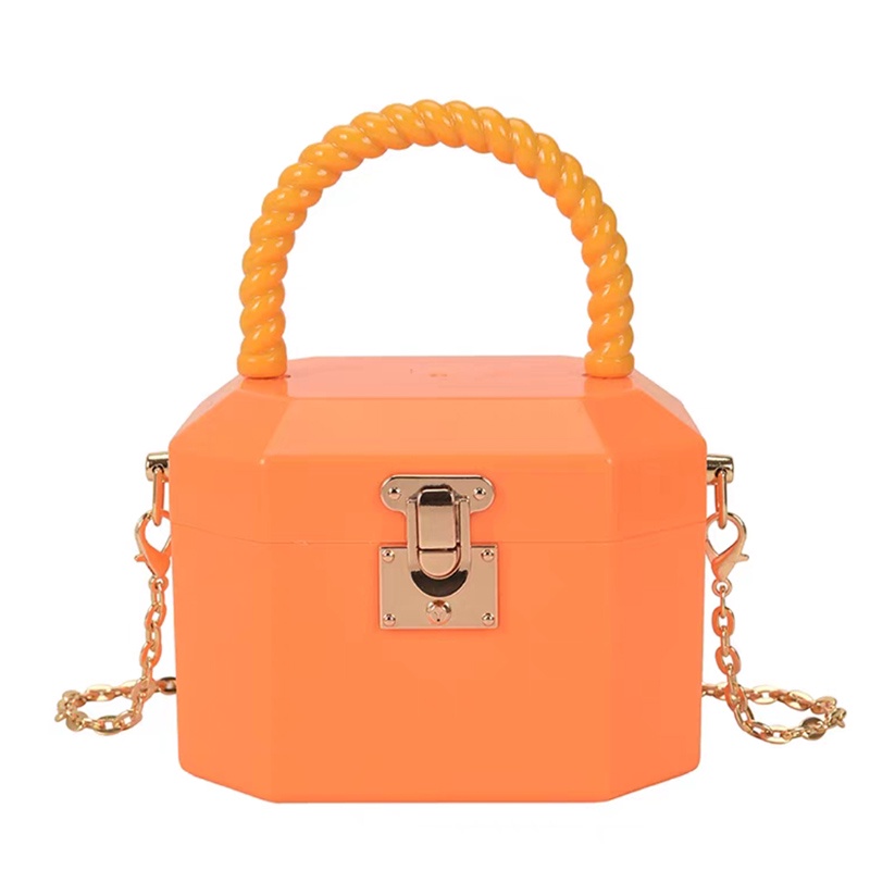 Ielgy Túi Hộp Đựng Son Môi / Túi Xách Đeo Vai Hình oval Màu Kẹo Phối Dây Xích Bằng Acrylic