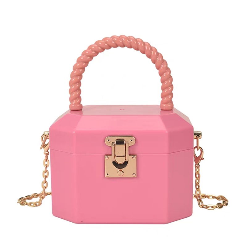 Ielgy Túi Hộp Đựng Son Môi / Túi Xách Đeo Vai Hình oval Màu Kẹo Phối Dây Xích Bằng Acrylic