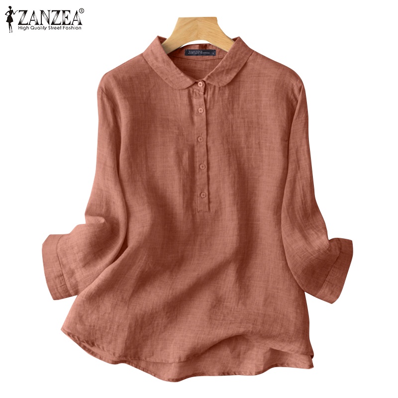 Áo sơ mi nữ ZANZEA dài tay cổ bẻ thời trang đường phố