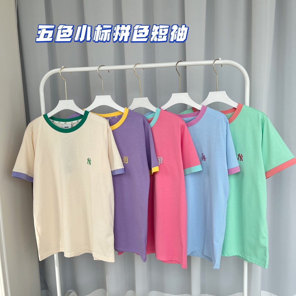 ❤❤❤ Áo Thun cotton Ngắn Tay Thêu Chữ MLB NY Chất Lượng Cao Cho Nam Nữ