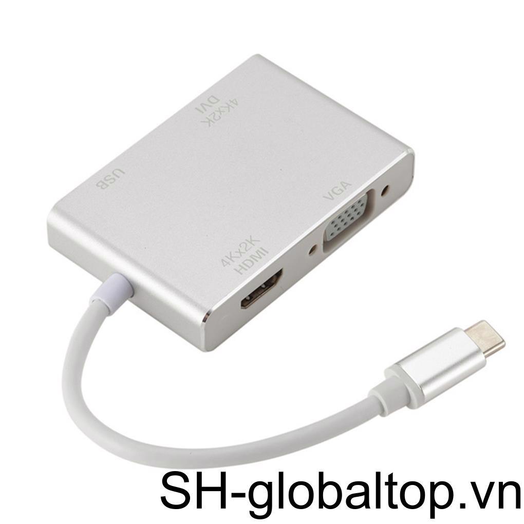 Bộ ChuyểN ĐổI Nhiều CổNg Usb-C Sang HDMI DVI 4K VGA 3 Trong 1