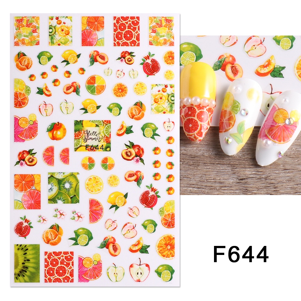 Nhãn Dán Móng Tay 3d Họa Tiết Trái Cây Hoạt Hình Dễ Thương