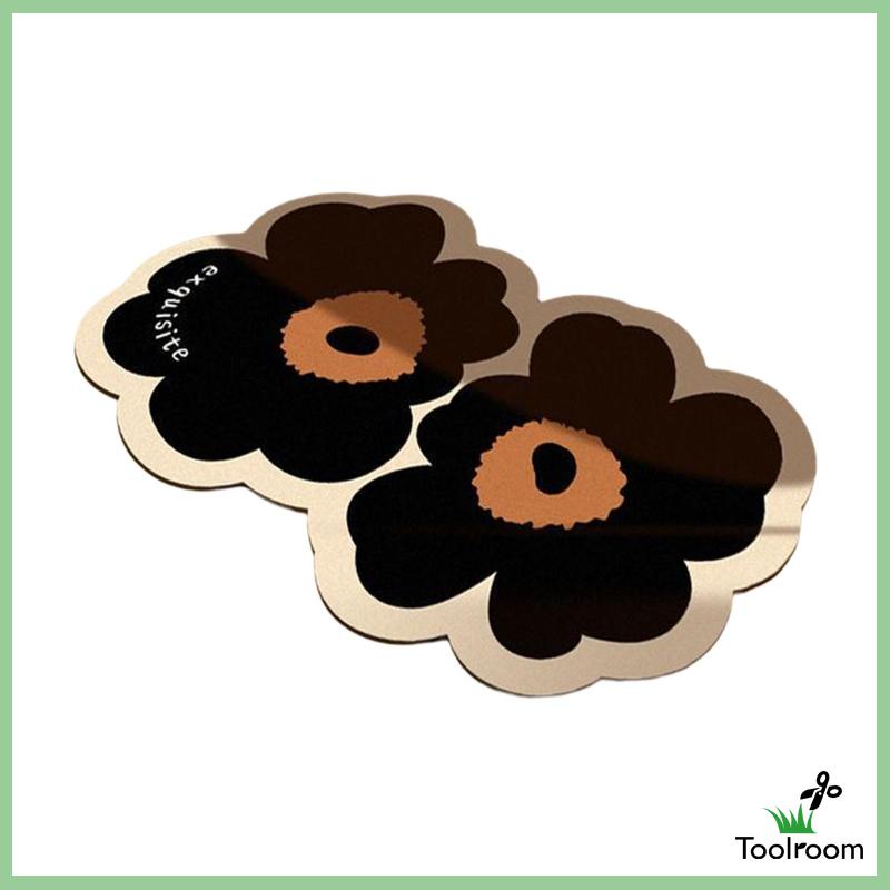 Thảm Chùi Chân Họa Tiết Bông Hoa Đôi Tiện Dụng Cho Nhà Bếp