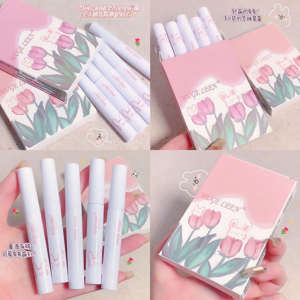 Set 5 Thỏi Son Lì Muge LEEN Tulip Không Phai Màu