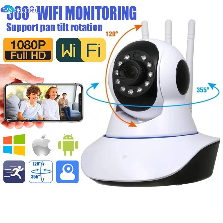 Camera An Ninh Robot Ip Wifi 3 Ăng Ten Quan Sát Ban Đêm Micrô Full Hd 360 ° Giám Sát Em Bé Robot Cloud1