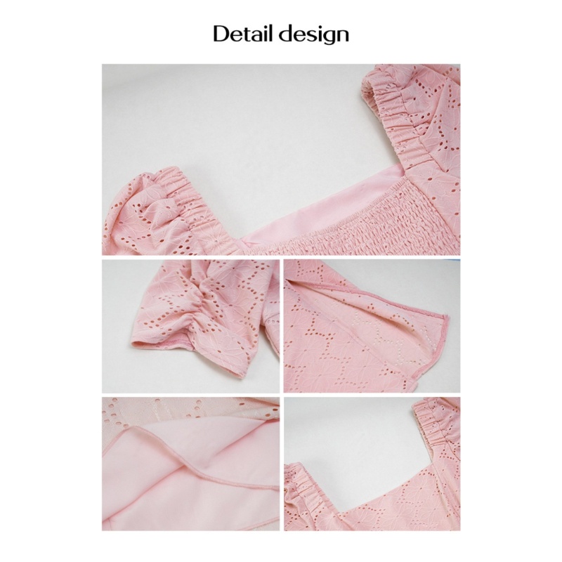 Đầm Midi Cổ Vuông Tay Phồng Thời Trang Mùa Hè Xinh Xắn Cho Nữ