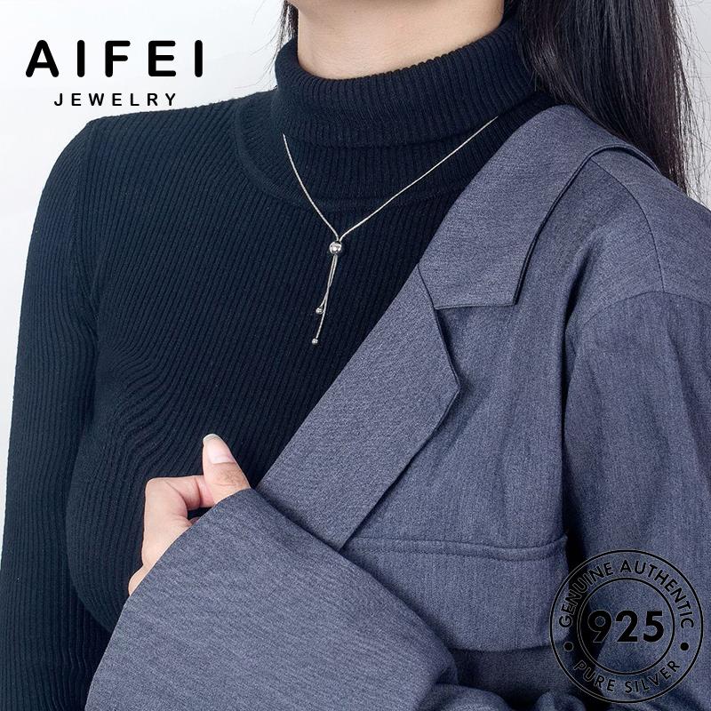 AIFEI JEWELRY vòng con dây thời bạc quốc 925 giản rắn đơn sức hàn cổ trang phụ bản chuyền thật nguyên nữ kiện N14