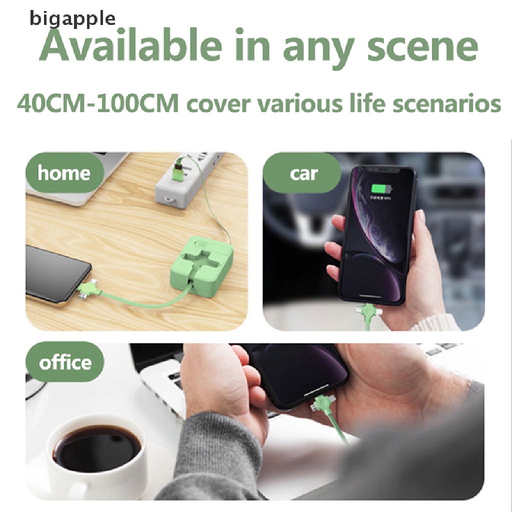 Cáp Sạc Nhanh 3 Trong 1 Cổng Micro USB TYPE-C Có Thể Thu Gọn Tiện Dụng