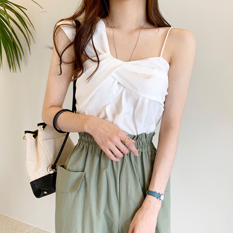 SUXI Áo Kiểu Hai Dây Dáng Ôm Hở Vai Phong Cách Hàn Quốc Dành Cho Bạn Nữ