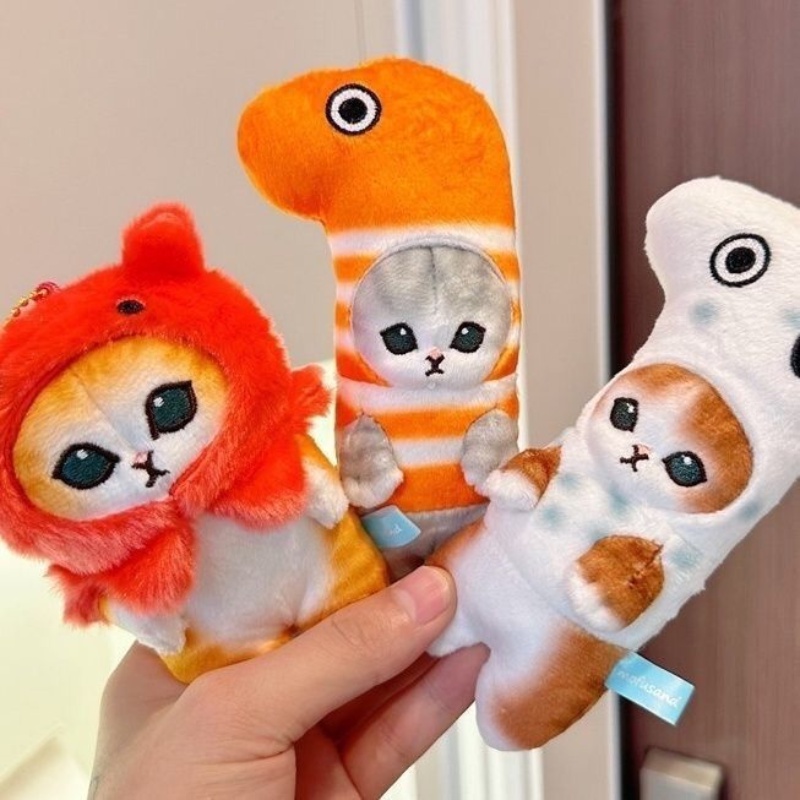 Móc Khóa Hình Mèo Bạch Tuộc / Cá Mập Nhồi Bông Dễ Thương