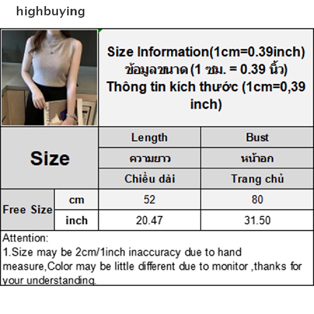 Áo Dệt Kim Sát Nách Cổ Lọ Màu Trơn Thời Trang Mùa Hè Cho Nữ