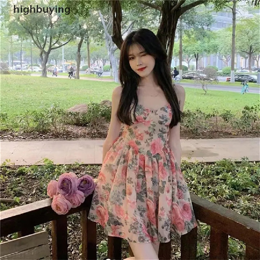 Đầm Hai Dây Dáng Chữ A Họa Tiết Hoa Phong Cách Pháp Thời Trang Mùa Hè Cho Nữ