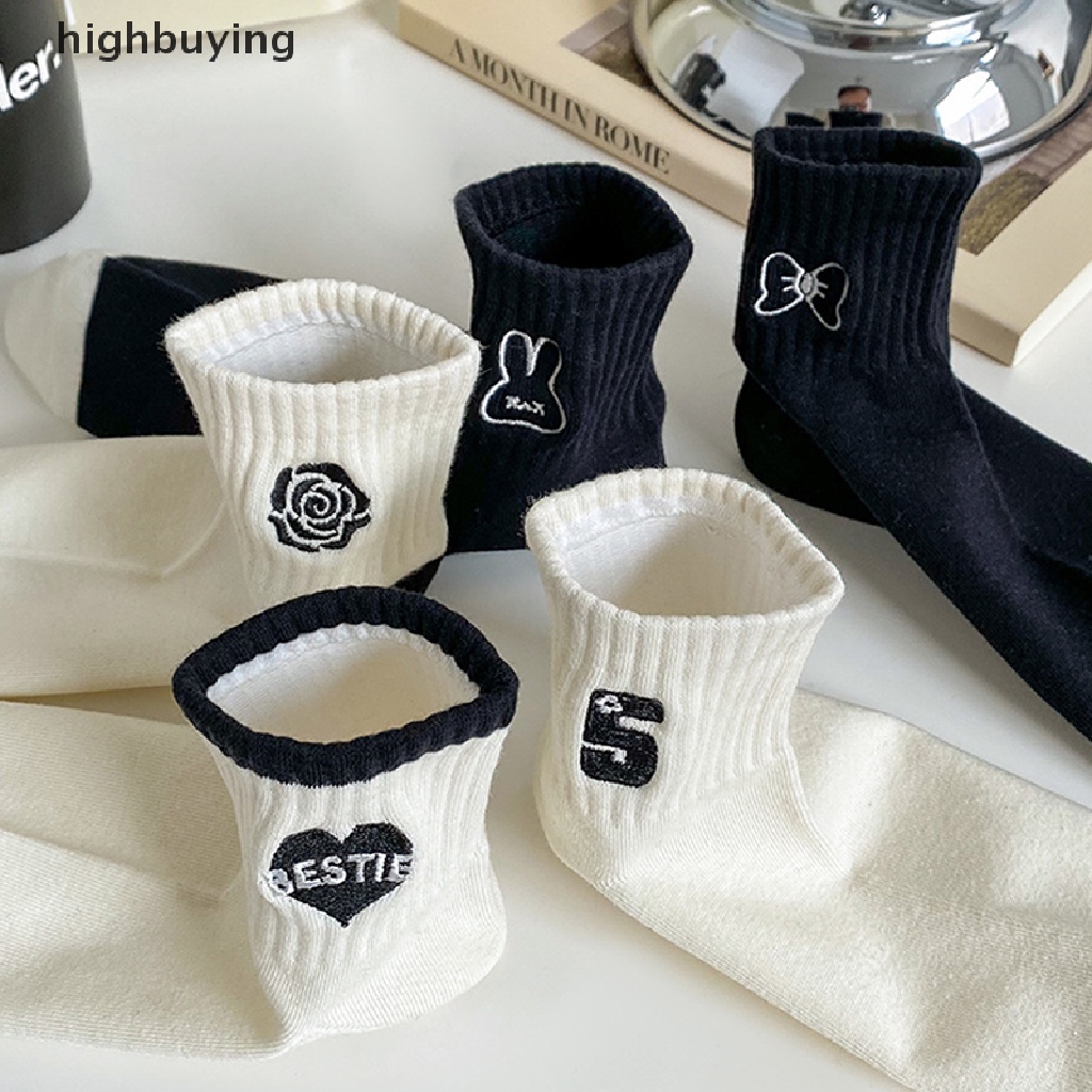 Vớ Cotton Thoáng Khí Thêu Họa Tiết Thời Trang Xuân Hè 2023 Cho Nữ