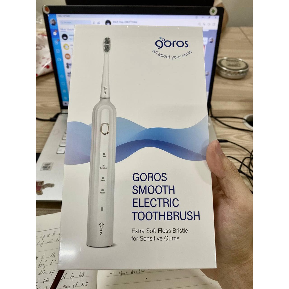 Bàn Chải Điện GOROS Smooth Electric Toothbrush - Hàng nhập Đức - BH 12 tháng